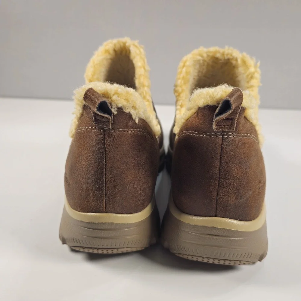 Skechers Easy Going Buried Womens 10 Brown Faux Fur Ankle Boots 49537 New